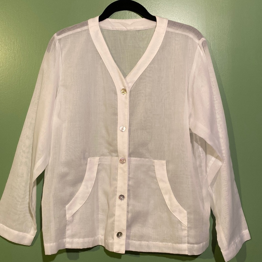 Sheer white blouse by Staples